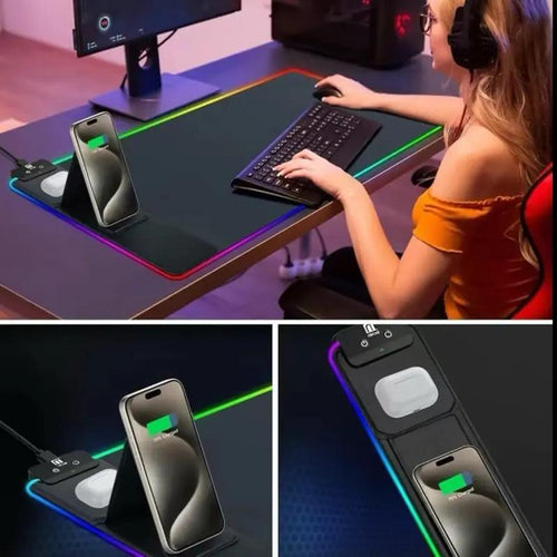 Premium RGB mouse pad with wireless charging